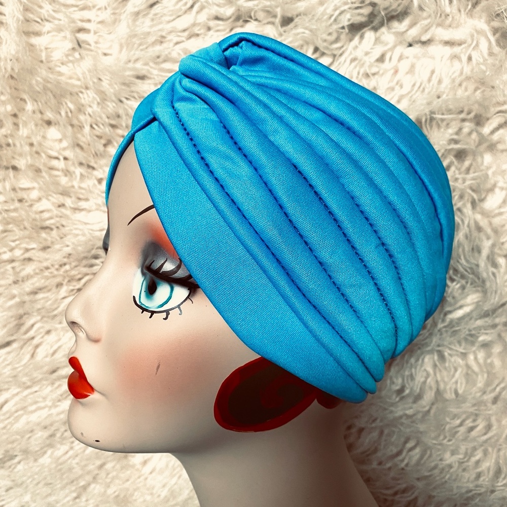 Turquoise Ruched Turban Hat - Women's Fashion Headwear